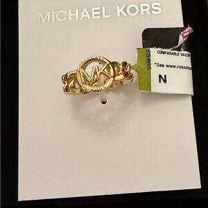 Michael Kors Gold Logo Chain Ring Size 7 NWT